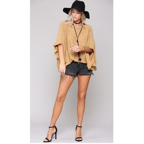Tops - SOLD OUT Boho Cable Knit Kimono Sleeve Sweater Tunic Top
